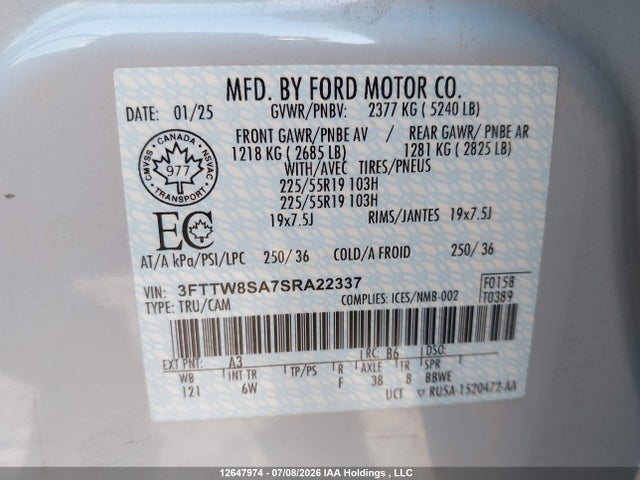 Ford Maverick Lariat 2025 3FTTW8SA7SRA22337 Image 9