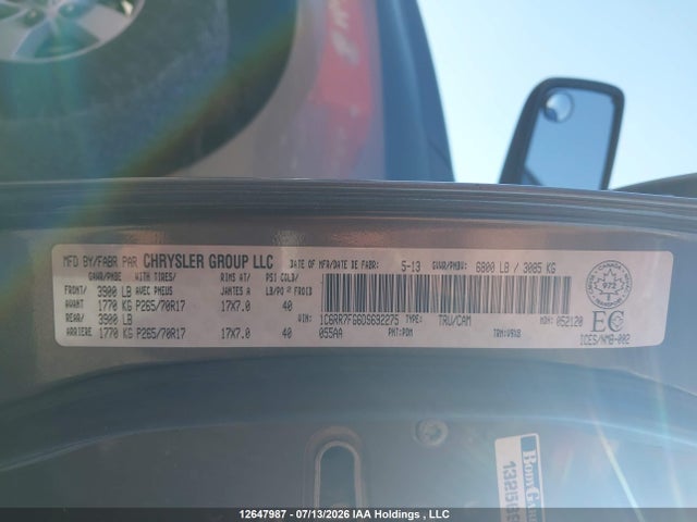 Продажа на аукционе авто 2013 Ram 1500 St, vin: 1C6RR7FG6DS692275, номер лота: 12647987