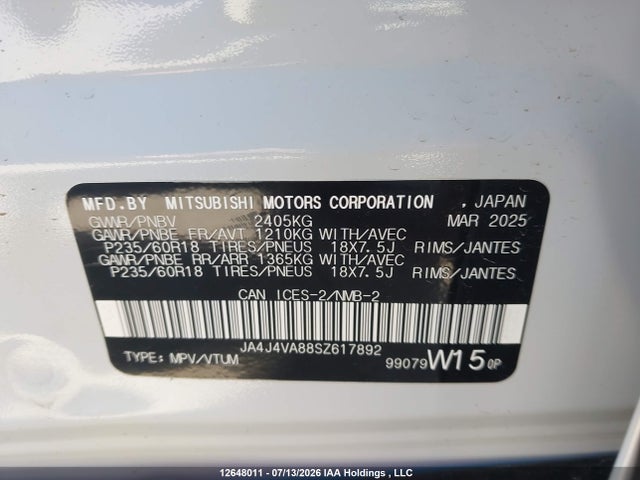 JA4J4VA88SZ617892 Mitsubishi Outlander Le S-awc/se S-awc/sel S-awc