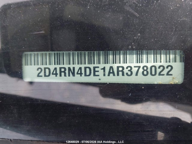 12648029 :رقم المزاد ، 2D4RN4DE1AR378022 vin ، 2010 Dodge Grand Caravan Se مزاد بيع