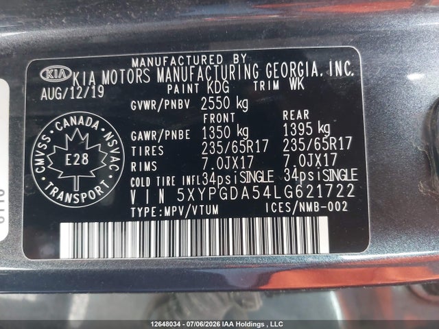 KIA SORENTO S 2020 5XYPGDA54LG621722 Image 18