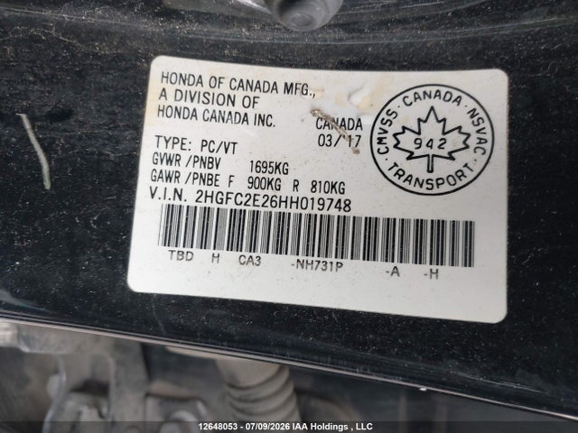 Honda Civic Dx 2017 2HGFC2E26HH019748 Image 9