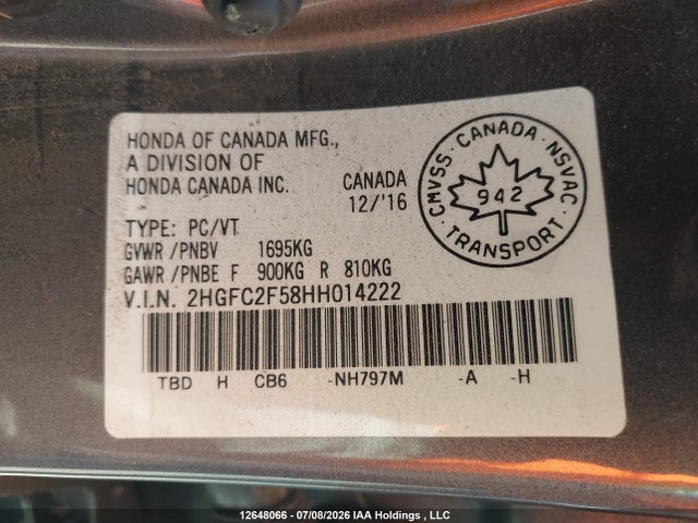 Honda Civic Lx 2017 2HGFC2F58HH014222 Image 19