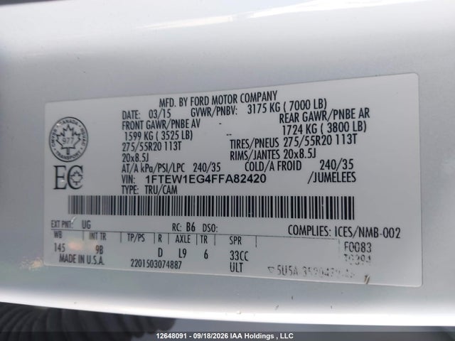 1FTEW1EG4FFA82420 Ford F-150 King Ranch/lariat/platinum/xlt