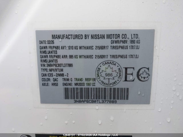 Nissan KICKS SV 2026 3N8AP6CB0TL377889 Image 9