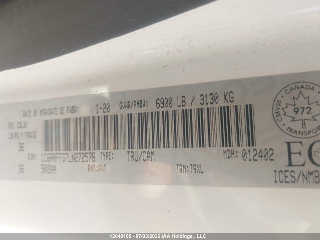 RAM 1500 Big Horn 2020 1C6RRFFG7LN272578 Image 9