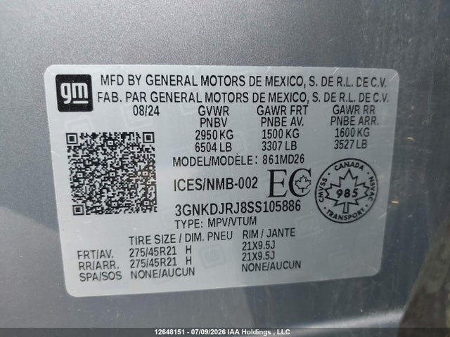 3GNKDJRJ8SS105886 Chevrolet Blazer