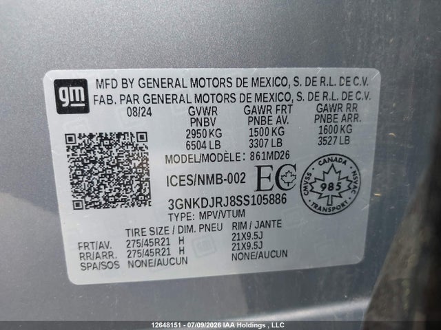 3GNKDJRJ8SS105886 Chevrolet Blazer