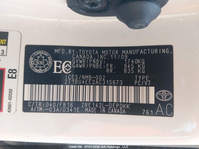 Продажа на аукционе авто 2010 Toyota Corolla Ce, vin: 2T1BU4EE2AC315673, номер лота: 12648156
