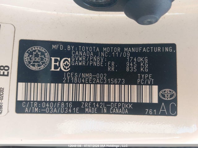 Продажа на аукционе авто 2010 Toyota Corolla Ce, vin: 2T1BU4EE2AC315673, номер лота: 12648156