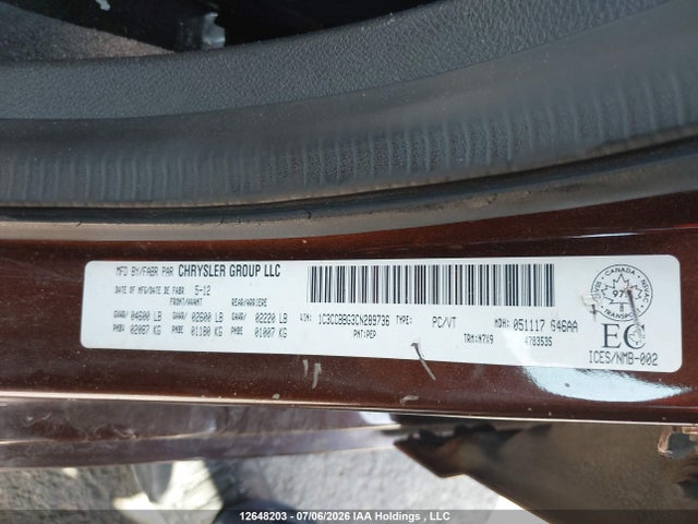 2012 Chrysler 200 Touring მანქანა იყიდება აუქციონზე, vin: 1C3CCBBG3CN289736, აუქციონის ნომერი: 12648203