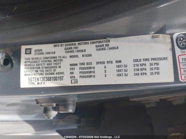 Продажа на аукционе авто 2008 Hummer H3 Suv H3x, vin: 5GTEN13E388100197, номер лота: 12648204