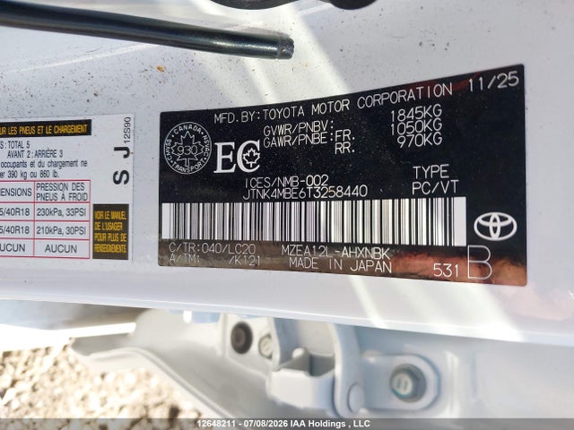 JTNK4MBE6T3258440 Toyota Corolla N