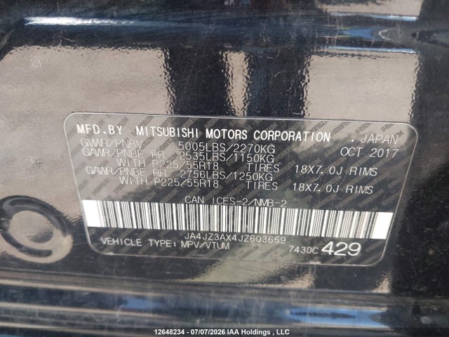 JA4JZ3AX4JZ603659 Mitsubishi Outlander Se/sel