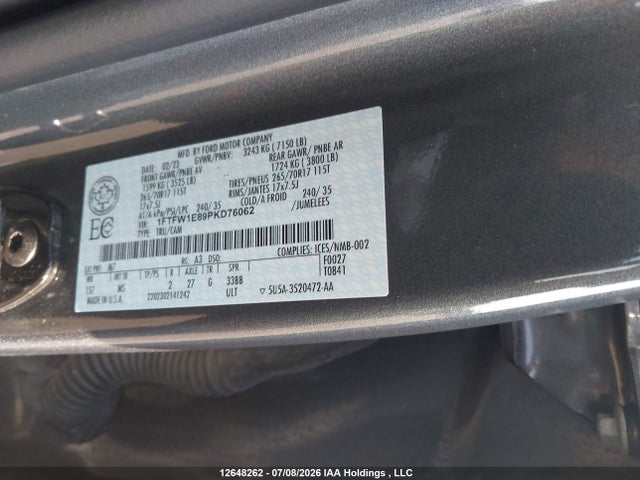 Продажа на аукционе авто 2023 Ford F-150 Xl, vin: 1FTFW1E89PKD76062, номер лота: 12648262