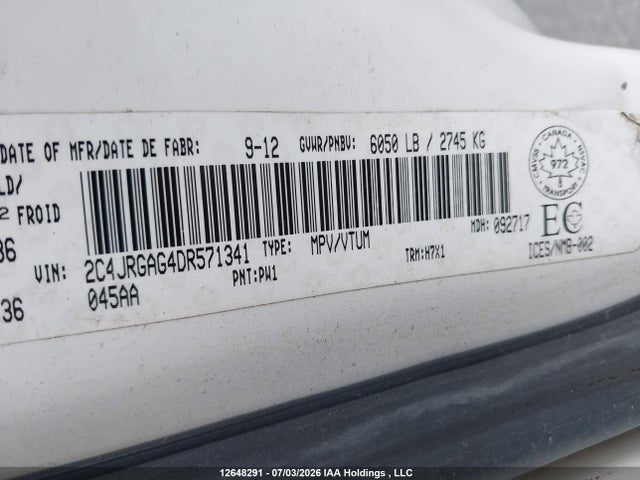 Auction sale of the 2013 Ram Tradesman, vin: 2C4JRGAG4DR571341, lot number: 12648291