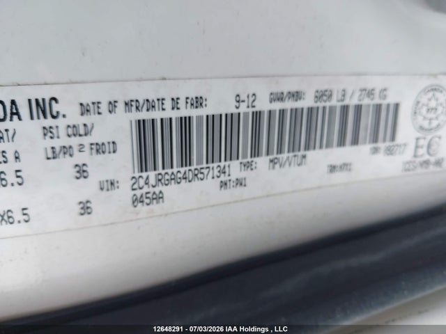 12648291 :رقم المزاد ، 2C4JRGAG4DR571341 vin ، 2013 Ram Tradesman مزاد بيع