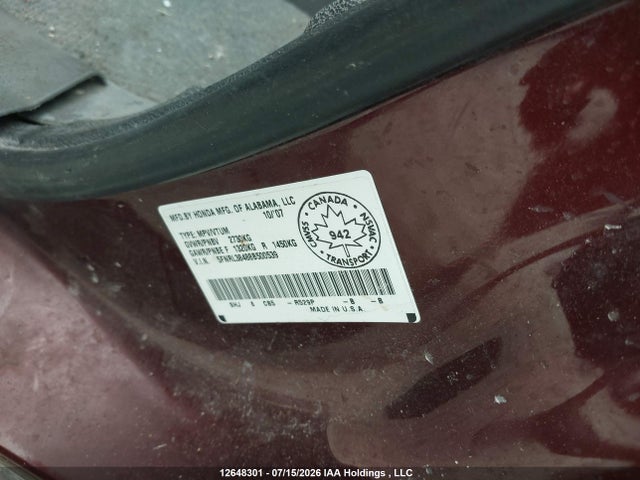 Продажа на аукционе авто 2008 Honda Odyssey Ex, vin: 5FNRL38488B500539, номер лота: 12648301