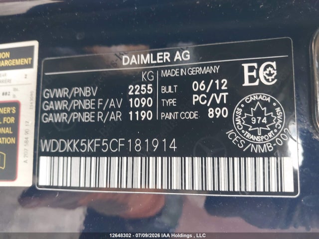 Aukcja sprzedaży 2012 Mercedes-benz E 350, vin: WDDKK5KF5CF181914, numer aukcji: 12648302