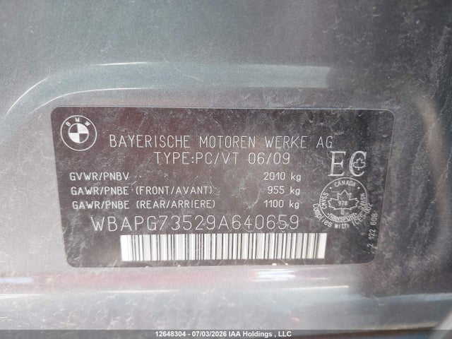 Продажа на аукционе авто 2009 Bmw 3 Series, vin: WBAPG73529A640659, номер лота: 12648304