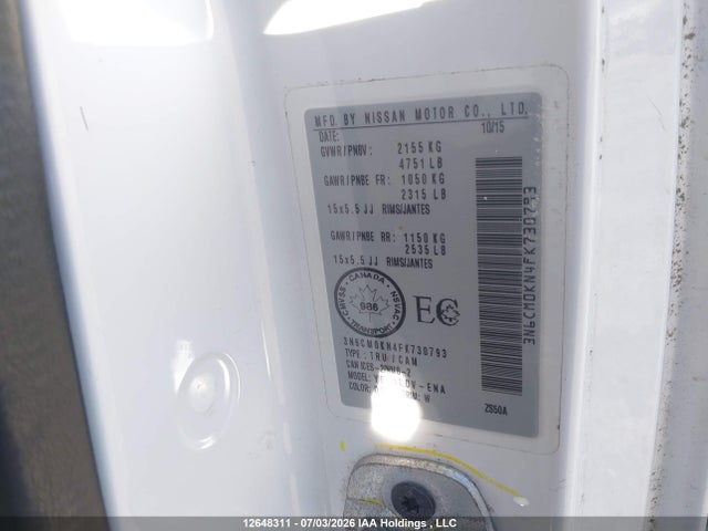 3N6CM0KN4FK730793 Nissan Nv200 2.5s/2.5sv