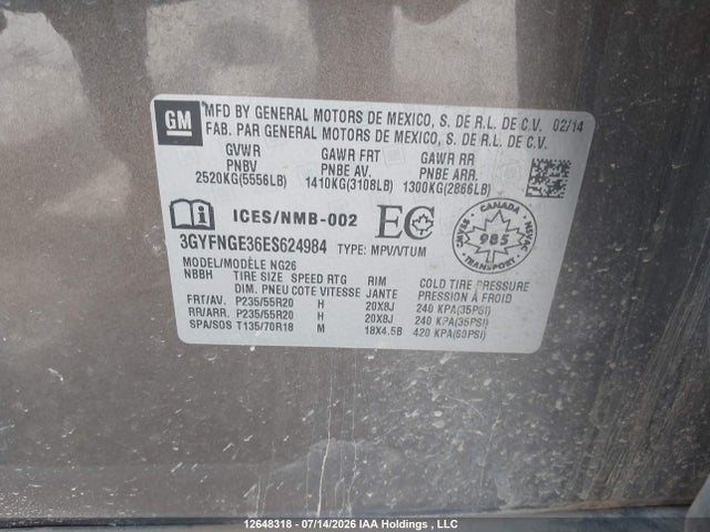 Cadillac Srx Premium 2014 3GYFNGE36ES624984 Image 9