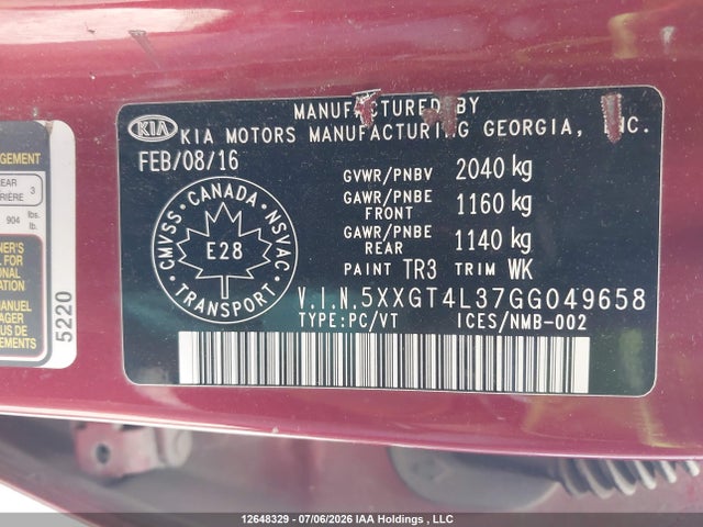 KIA Optima Lx 2016 5XXGT4L37GG049658 Image 9