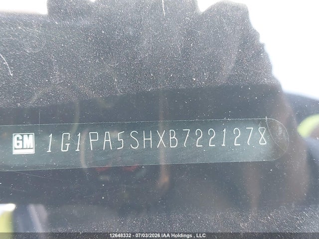 12648332 :رقم المزاد ، 1G1PA5SHXB7221278 vin ، 2011 Chevrolet Cruze Ls مزاد بيع