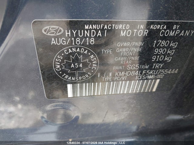 Продажа на аукционе авто 2019 Hyundai Elantra Preferred, vin: KMHD84LF5KU755444, номер лота: 12648334