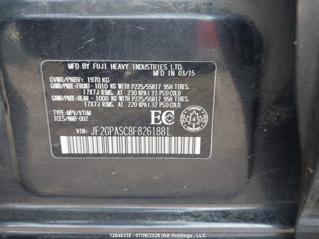 2015 Subaru Xv Crosstrek Sport Limited მანქანა იყიდება აუქციონზე, vin: JF2GPASC8F8261881, აუქციონის ნომერი: 12648335