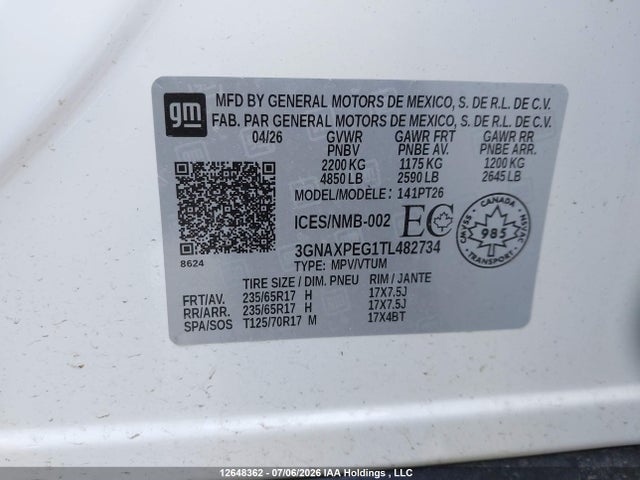 Chevrolet EQUINOX LT 2026 3GNAXPEG1TL482734 Image 9