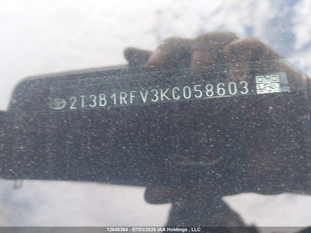 Aukcja sprzedaży 2019 Toyota Rav4 Le, vin: 2T3B1RFV3KC058603, numer aukcji: 12648364