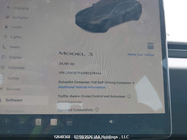 Aukcja sprzedaży 2024 Tesla Model 3 Rwd, vin: LRW3E7FAXRC276444, numer aukcji: 12648368