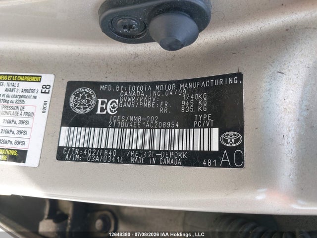 Продаж на аукціоні авто 2010 Toyota Corolla S/le/xle, vin: 2T1BU4EE1AC208954, номер лоту: 12648380