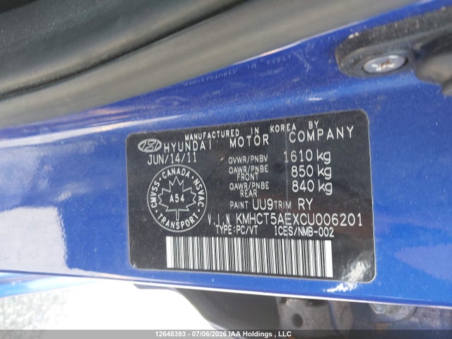 Продаж на аукціоні авто 2012 Hyundai Accent Gls/gs, vin: KMHCT5AEXCU006201, номер лоту: 12648393
