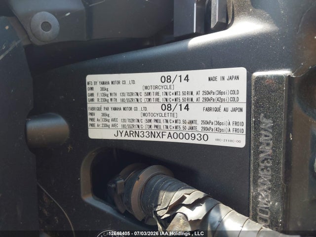 Yamaha FZ09 2015 JYARN33NXFA000930 Image 13