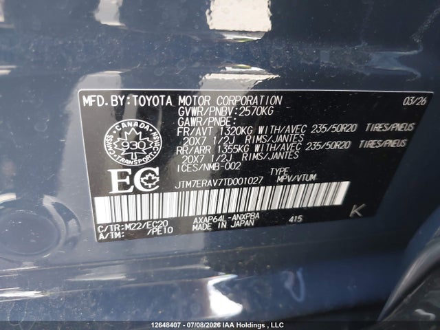 JTM7ERAV7TD001027 Toyota Rav4 Plug-in Hybrid Xse Awd
