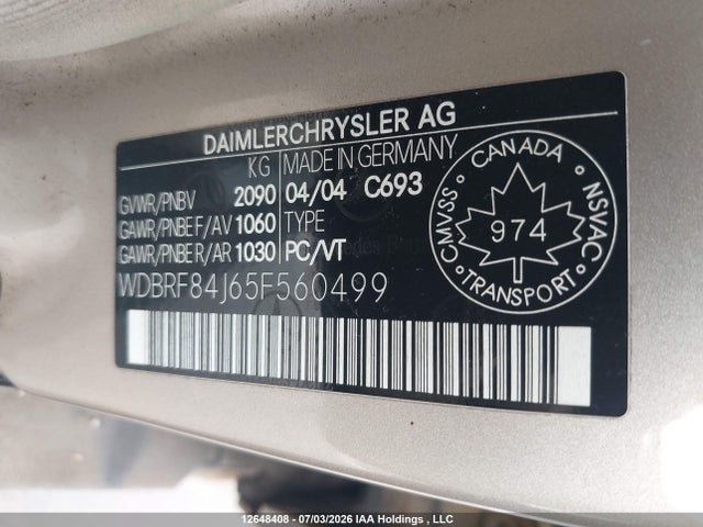 Продаж на аукціоні авто 2005 Mercedes-benz C 320 4matic, vin: WDBRF84J65F560499, номер лоту: 12648408