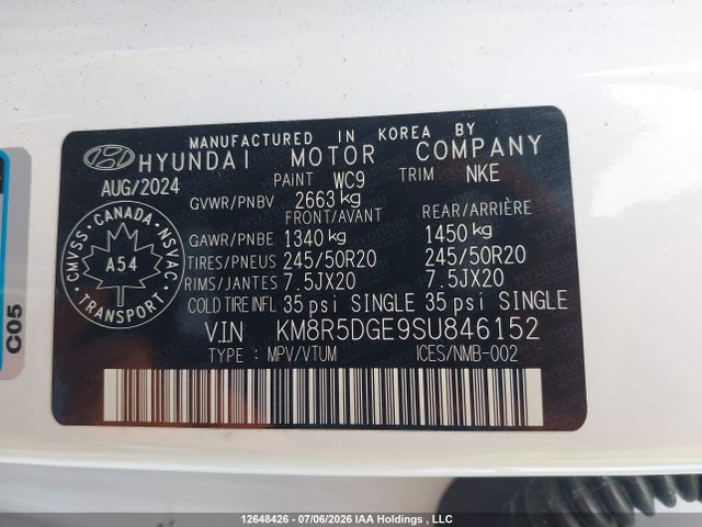 KM8R5DGE9SU846152 Hyundai Palisade Limited