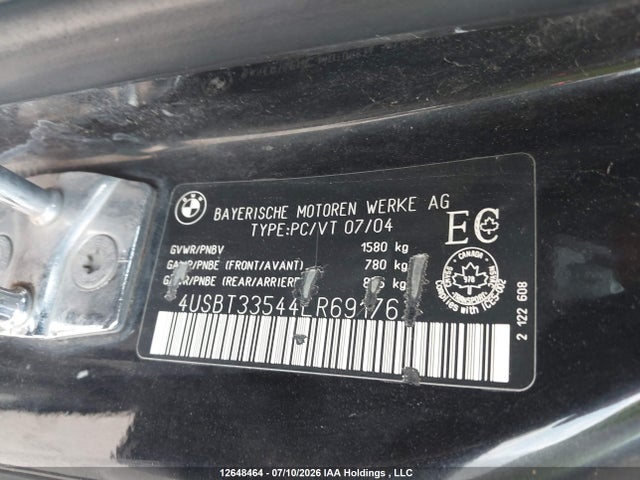 12648464 :رقم المزاد ، 4USBT33544LR69176 vin ، 2004 Bmw Z4 2.5i مزاد بيع