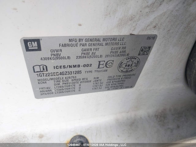 1GT22SEG4GZ331285 GMC SIERRA 2500HD