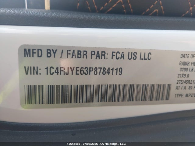2023 Jeep Grand Cherokee 4xe Summit Reserve მანქანა იყიდება აუქციონზე, vin: 1C4RJYE63P8784119, აუქციონის ნომერი: 12648469