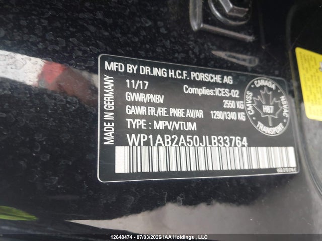 WP1AB2A50JLB33764 Porsche MACAN S