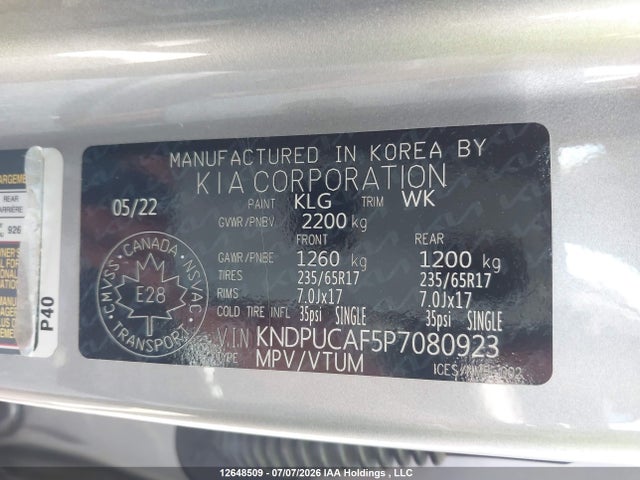 Продажа на аукционе авто 2023 Kia Sportage Lx/x-line, vin: KNDPUCAF5P7080923, номер лота: 12648509