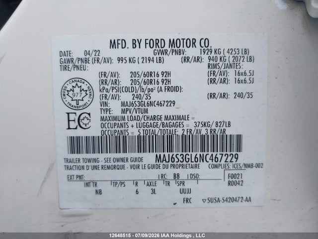 Ford Ecosport Se 2022 MAJ6S3GL6NC467229 Image 9