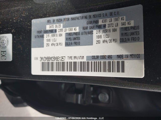 Aukcja sprzedaży 2025 Mazda Cx-30 Select, vin: 3MVDMBBM0SM861257, numer aukcji: 12648563