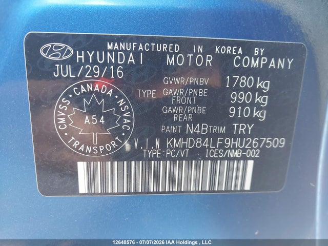 2017 Hyundai Elantra Gl მანქანა იყიდება აუქციონზე, vin: KMHD84LF9HU267509, აუქციონის ნომერი: 12648576