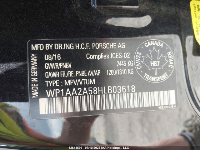 WP1AA2A58HLB03618 Porsche Macan