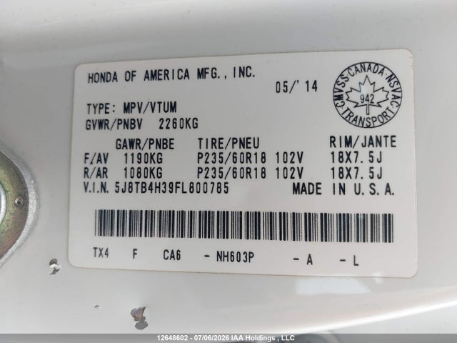 Acura RDX 2015 5J8TB4H39FL800785 Image 9