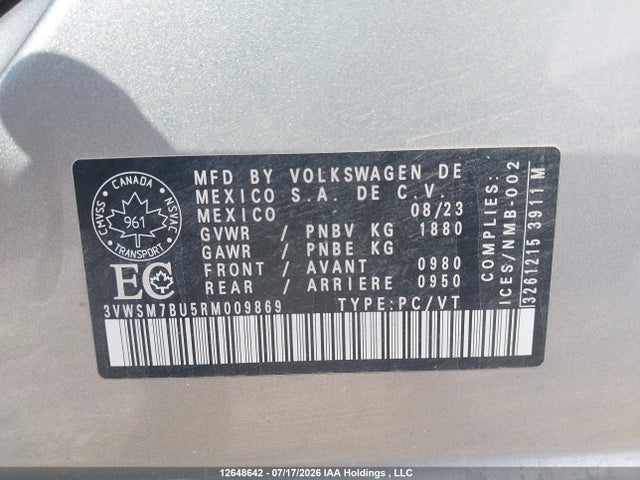 3VWSM7BU5RM009869 Volkswagen Jetta Comfortline